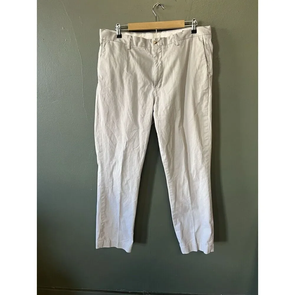 Polo Ralph Lauren Mens Gray Chino Pleated Pants Stretch Classic Fit Size 36 x 32